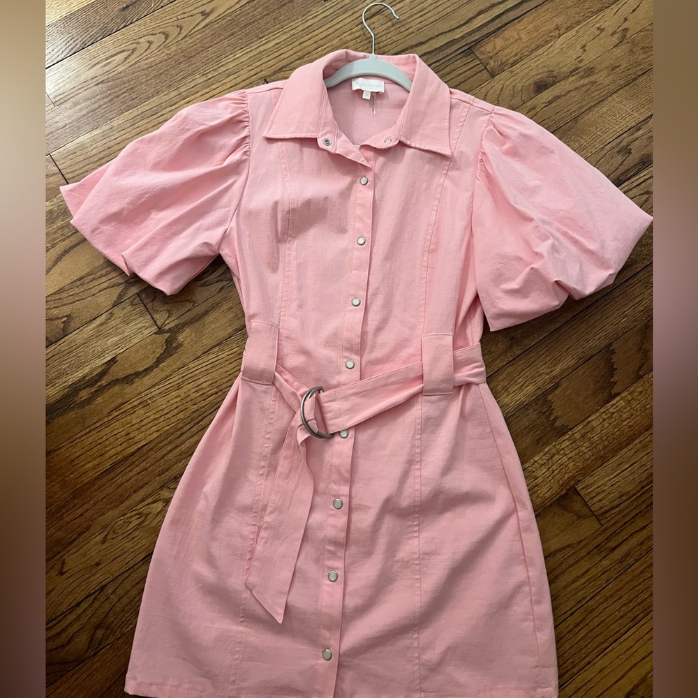 Entro Pink Buttoned Notched Collar Dress